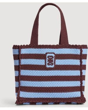 Sandro Striped Crochet Bag - Blue