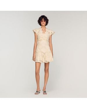 Sandro Short Guipure Dress - Natural