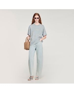 Sandro Rhinestone T-Shirt - Blue