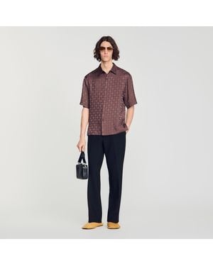 Sandro Square Cross Loose-Fit Shirt - Red