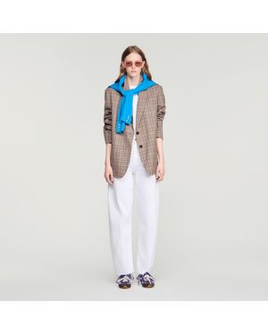 Sandro Check Suit Jacket - Blue