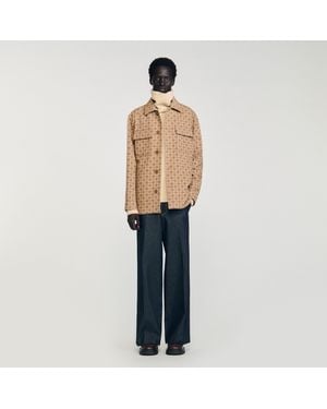 Sandro Square Cross Jacquard Overshirt - Blue