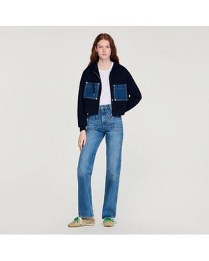 Sandro Knit And Denim Sweatshirt - Blue