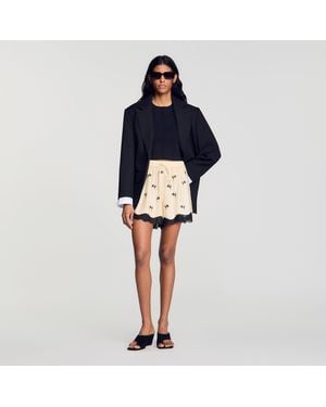 Sandro Floral Embroidered Shorts - Blue