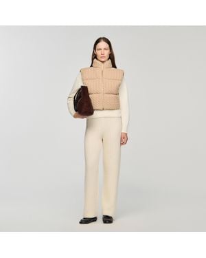 Sandro Short Sleeveless Wool Puffer Jacket - Natural