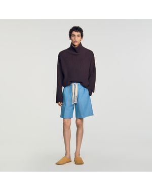 Sandro Faded Cotton Shorts - Blue