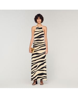 Sandro Zebra Print Knit Maxi Dress - Metallic