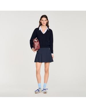 Sandro V-Neck Wool Jumper - Blue