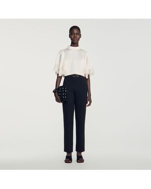 Sandro Stretch Straight-Leg Trousers - Blue