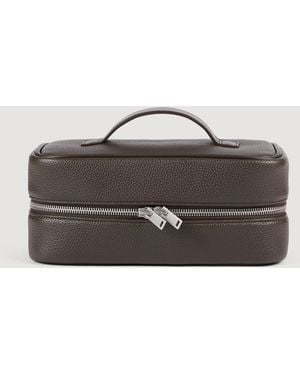 Sandro Grained Canvas Toilet Bag - Grey