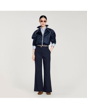 Sandro Wide-Leg Wool Trousers - Blue