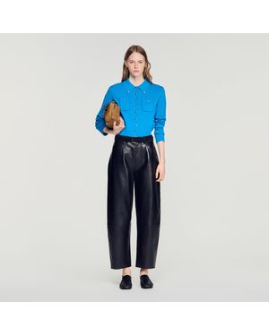 Sandro Cardigan With Metal Buttons - Blue