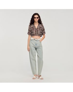 Sandro Cropped Bandana Print Shirt - Multicolour