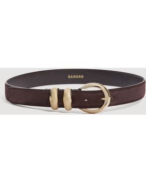 Sandro Suede Leather Belt - Brown