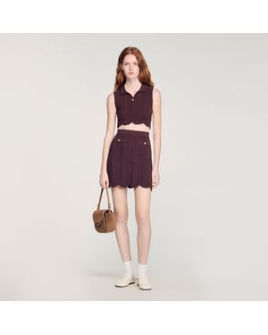 Sandro Short Fancy Knit Skirt - Brown