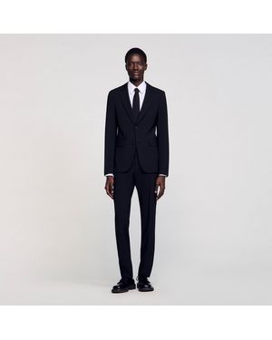Sandro Virgin Wool Suit Jacket - Blue
