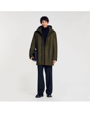 Sandro Hooded Wool Parka - Black