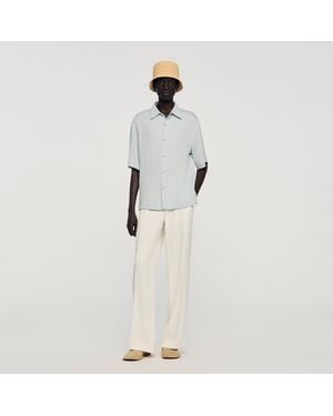 Sandro Pleated Shirt With Shark Collar - White