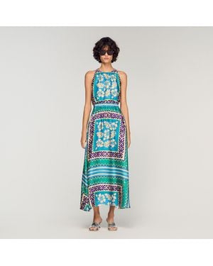 Sandro Floral Print Maxi Dress - Blue
