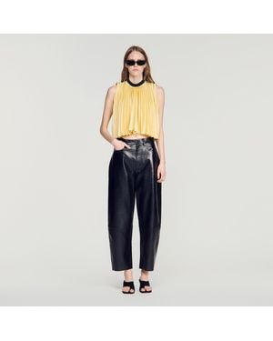 Sandro Pleated Tie-Back Top - Blue