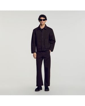 Sandro Blouson worker en denim - Bleu