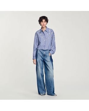 Sandro Beaded Striped Shirt - Blue