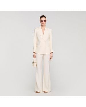 Sandro Double-Breasted Suit Jacket - Natural