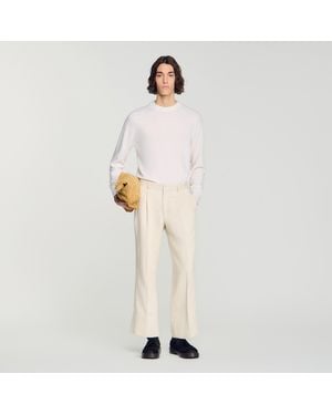 Sandro Wide-Leg Cotton Linen Trousers - Natural