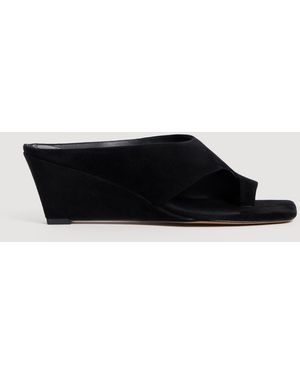 Sandro Suede Wedge Sandals - Black