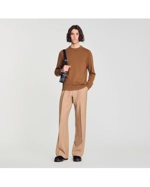 Sandro Cashmere Crew Neck Jumper - Brown