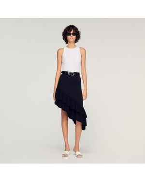 Sandro Asymmetrical Knit Skirt - Blue