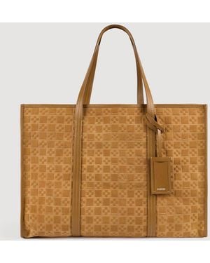 Sandro Split Leather Shopping Bag - Brown