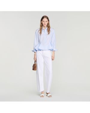 Sandro Striped Peplum Shirt - Blue