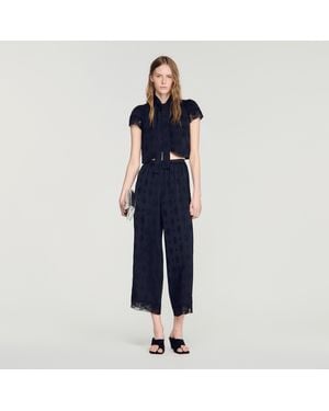 Sandro Paisley Jacquard Crop Top - Blue