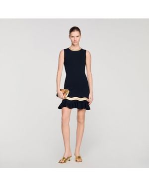 Sandro Metal Chain Knit Short Dress - Blue