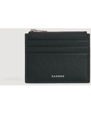 Sandro Leather Zip Card Holder - Black