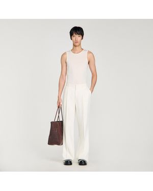Sandro Wide-Leg Fluid Viscose Trousers - Natural