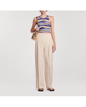 Sandro Pantalon de costume large à rayures - Rose