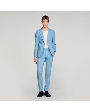 Sandro Wool Suit Jacket - Blue