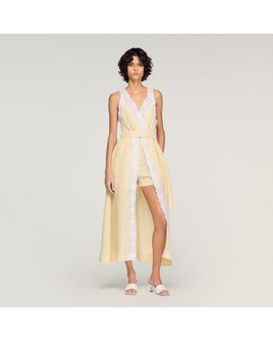 Sandro Trimmed Linen Maxi Dress - Natural