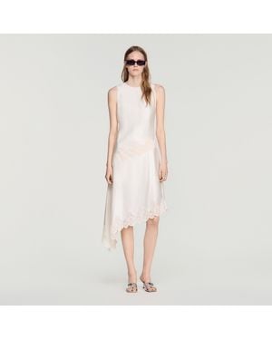 Sandro Asymmetric Satin-Effect Dress - White