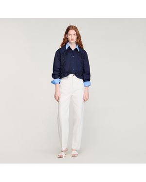 Sandro Floral Embroidered Cotton Shirt - Blue