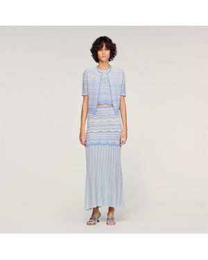 Sandro Long Fancy Knit Skirt - Blue