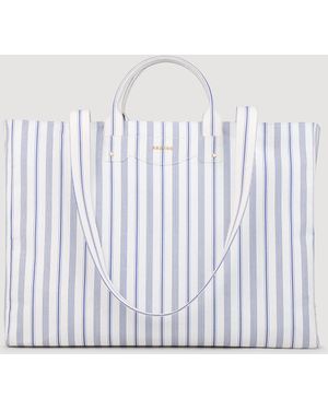 Sandro Sac cabas en toile à rayures - Blanc