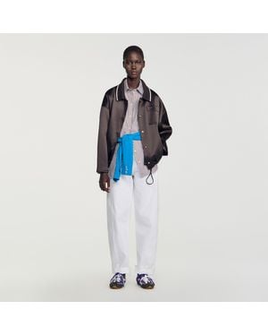 Sandro Satin-Look Jacket With Polo Collar - Blue