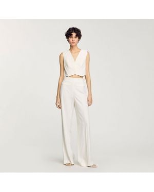 Sandro Sequin Cropped Jacket - White