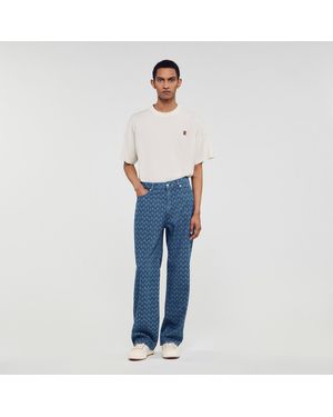 Sandro Jean baggy à motif corde - Bleu