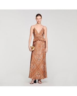 Sandro Bandana-Print Maxi Dress - Orange