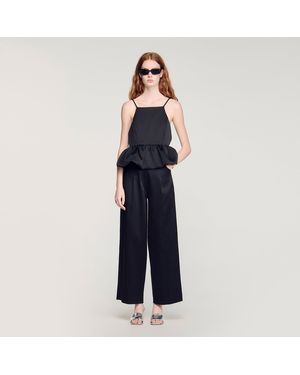 Sandro Ruffled Crop Top - Blue