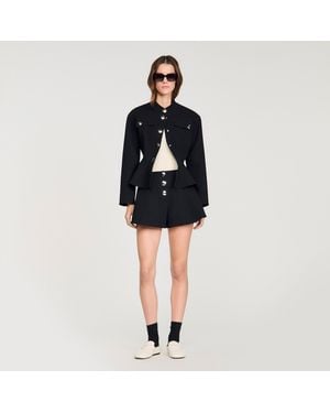 Sandro Press-Stud Flared Shorts - Black